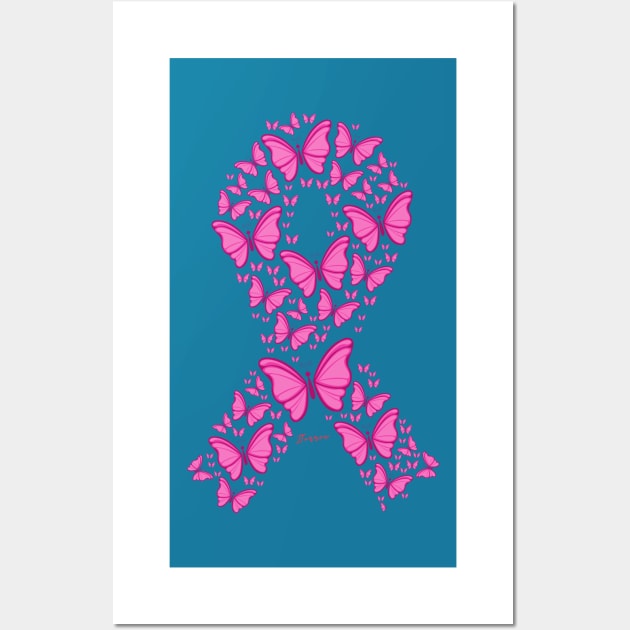 Pink Ribbon Butterflies Wall Art by LibrosBOOKtique